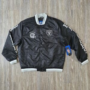 Las Vegas Raiders NFL Men's Quilted Bomber Jacket Black Silver White Ultra Game